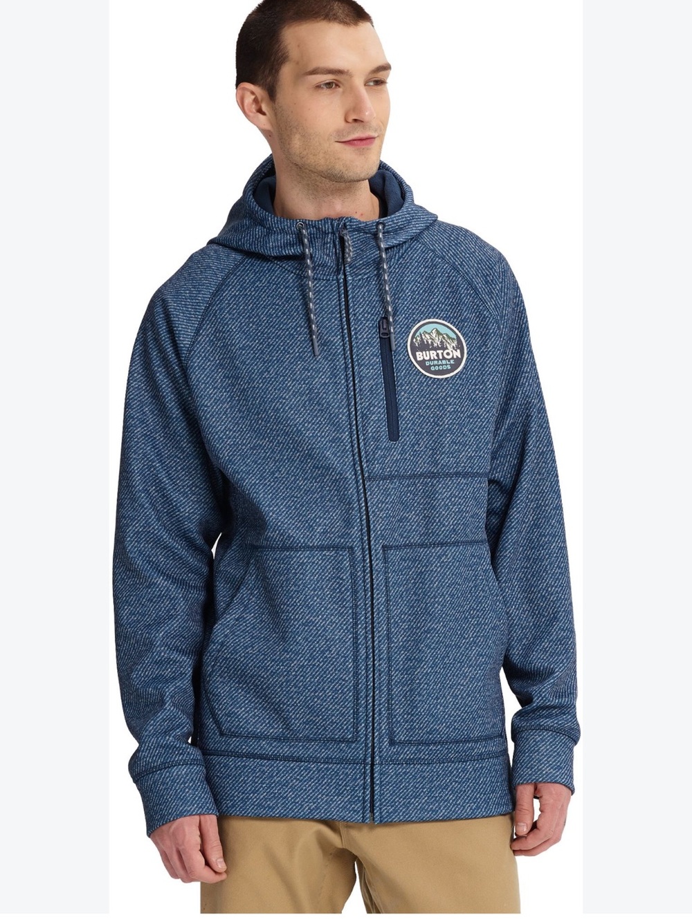 BURTON Mens Softshell Full Zip Fleece Hooded Jacket Blue Ski Board
